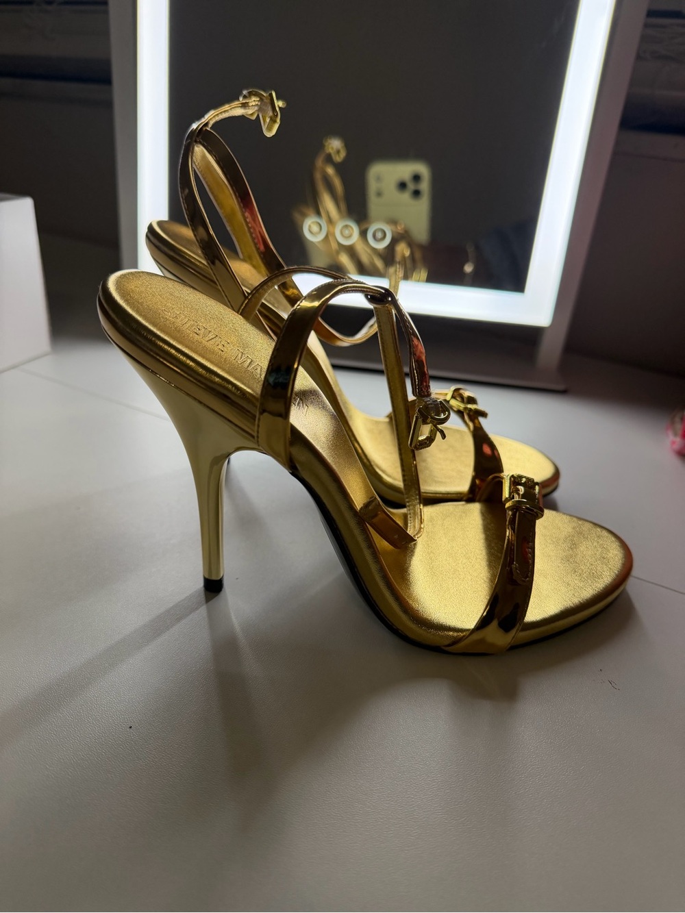 Steve Madden Metallic Gold Strappy High Heel Sandals